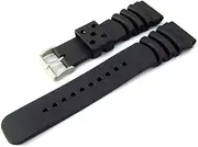 [g24] 22mm Silicone Rubber Watch Band Strap Fits WEIL 4881 TANGO CHRONO Black Pin