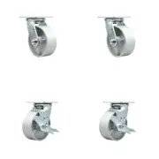 5 Inch Semi Steel Swivel Caster Set with Ball Bearings 2 Brakes Service Caster