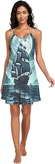 [RPLIFE] Ship Moon Sparkly Lingerie Dress, Spaghetti Strap Nightgowns for Women, Sleeveless Night Shirts for Women