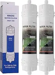Magic Water Filter WSF-100 | Pack of 2 - Water Filter with Screw Cap for Samsung Refrigerators - External Side-by-Side Fridge Filter WSF100