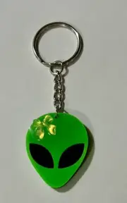 Green Girl Alien Martian With Bow Keychain-handcrafted UFO