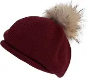 [WITHMOONS] Winter Women Knitted Wool Beret Hat Pom Pom Cap Crochet Beanie SLF1241