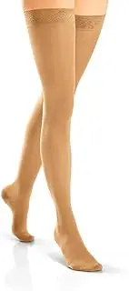 BSN Medical/Jobst 119552 Ultra Sheer Compression Stocking, Thigh High, 20-30 mmHg, Closed Toe, Lace, Honey, Small, Pair