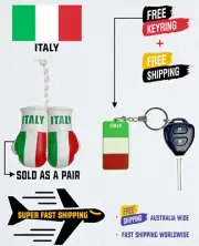 ITALIAN FLAG , ITALY , BUY 1 PAIR MINI BOXING GLOVES & GET 1 FREE KEYRING