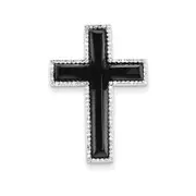 14K White Gold Onyx and Real Diamond Pendant