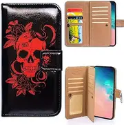 Bfun Packing Galaxy S10e Case,Bcov Skull Black Snake Style Multifunction Wallet Leather Cover Case for Samsung Galaxy S10e