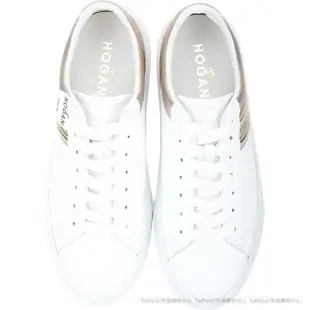 HOGAN H365 H 拚色牛皮繫帶都市滑板鞋 休閒鞋(白色)