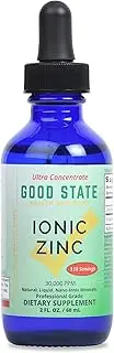 Good State Natural Ionic Zinc | Liquid Concentrate | Nano Sized Mineral Technology | Professional Grade Dietary Supplement | 1.6 fl oz Glass Bottle (50 mL)