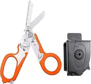 Elegital Emergency Response Shears, Stainless Steel Foldable Scissors Pliers, Outdoor Camping Rescue Scissors Tools, Orange+sheath