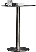 Modern Round Small Coffee Table for Kitchen Counter Breakfast Bar or Dining Area Pub Table with Stainless Steel Base Easy Assembly 50x95cm Size Tall Bistro Cocktail Table