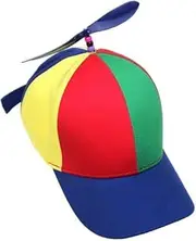 [Generic] Propeller Hat Helicopter Cap Rainbow Top Hat Baseball Cap for Party Fancy Dress Outdoor, Adult Blue Brim