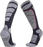 [VKEID] Ski Socks Long Men's Ski Socks Outdoor Sports Thickened Socks Towel Bottom Sweat Absorbent Warmth (Color : Dark Blue, Size : Large)