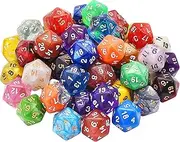AUSTOR 56 Pieces 20 Sided Dice Set Mix Color D20 Dice Polyhedral Dice Assortment with a Black Velvet Storage Bag for DND RPG MTG Table Games