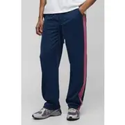 Mens Navy Elasticated Waist Relaxed Fit Side Panel Track trousers