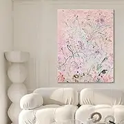 Modern 100% Hand Painted Big Size Artwork - Cream Wind Abstract Flower Texture Home Oil Painting,Artwork Decoration for Office Living Room Bedroom Stairway Decoration,As Shown,50 X 75 Cm(20''X30'')