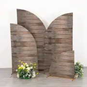 4 BROWN Wood Print Fitted Spandex Half Moon Arch Backdrop STAND COVERS Party