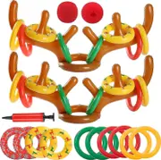 2 Sets Inflatable Reindeer Antler Ring Toss Game Christmas Tree Santa Ring Toss For Christmas Party Games