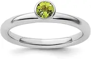 [JewelryWeb] 925 Sterling Silver Bezel Polished Stackable Expressions High 4mm Round Peridot Ring Jewelry Gifts for Women - Ring Size Options Range: J to T