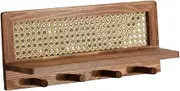 Generic Coat Rack Shelf Wall Hooks with Shelf with 4 Hooks Entryway Coat Hanger for Home, Camel Color