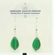 Sterling Silver Natural MALACHITE Teardrop Gemstone Earrings...Handmade USA