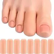 Alpinleux 8 Pack Gel Toe Protectors, Soft Elastic Toe Covers for Big Toe, Toenail Cushions Toe Cap Toe Sleeves for Ingrown Toenails, Missing Toenails, Blisters, Corns, Calluses (Beige)