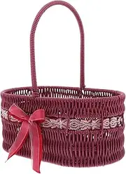 EXQUIMEUBLE Handwoven Flower Basket with Handle Portable Storage for Home Decor Weddings Office Multi Functional Decorative Planter Rustic Aesthetic Appeal