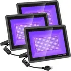 3 Pack 150W LED Black Lights Blacklight Flood Light Outdoor Plug Switch IP66 Wat