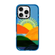 iPhone 16 Pro Impact Case MagSafe Compatible SIMPLE SUNSET 1, MINIMALIST COLORFUL LANDSCAPE MOUNTAINS SUN NATURE ILLUSTRATION By Ebi Emporium