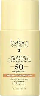 [Babo Botanicals] Daily Sheer Tinted Mineral Sunscreen Fluid SPF 50 For Unisex 1.7 oz Sunscreen
