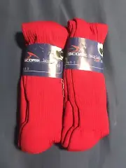 2 Pair Brand New Mens SCORE Athletic Sports Soccer Socks Red King 10-13 NWT!