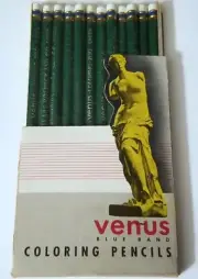 VENUS BLUE BAND 12 VINTAGE PENCILS GREEN COLOR COLORING OG ART Lead prisma berol