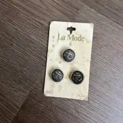 Vintage LA MODE BUTTONS #2433 SILVER ANCHORS 5/8 Shank 3 IN A SET