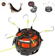 Reverse Bottom Bait Cage, Reverse Bottom Rig with 6 Hooks, 360° Floating Bait Cage Fishing Hook for Beginners/Professionals