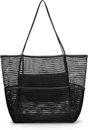 [Tainehs] Mesh Beach Tote Large Bag 2023 Upgrade for Women with Multiple Pockets for Family Travel Swimming Waterproof Pool Bag