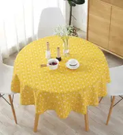 Round Table Cloth Cover Cotton Linen Tablecloth Yellow Nordic Twill Table Clo...