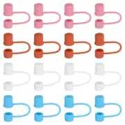 16Pcs 0.4" Silicone Straw Cover Caps Dust-proof, Light Blue/White/Orange/Pink