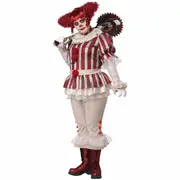 Sadistic Clown Evil Joker Horror Scary Halloween Adult Womens Costume Plus