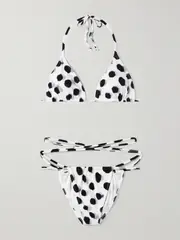 [Norma Kamali] Norma Kamali - Polka-dot Triangle Halterneck Bikini - Multi - medium medium Multi