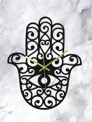 Hamsa Hand Wall Clock - Large Design - Silent Quartz Movement - Made in Australia