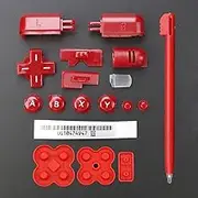 JMXLDS Replacement ABXY L R D Pad Cross Button Full Set & Sticker & Conductive Pad & Stylus Touch Pen for DS Lite NDSL Console Red