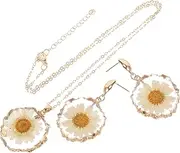 [Baluue] 1 Set Flower Pendant Necklace and Earring Set Daisy Jewelry for Women Elegant Hypoallergenic present for Special Occasions