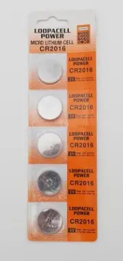 Car Remote Fob Battery CR2016 Loopacell Package of 5 NEW Fresh Keyless Entry