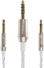 Meze Audio 99 Series Silver Plated Upgrade Balanced Cable 4.4mm Jack | Headphones HiFi Cable Replacement 4.4mm Male to Dual TS Mono 3.5mm Male Connector Plug | Cable Length 1.2m/3.9ft