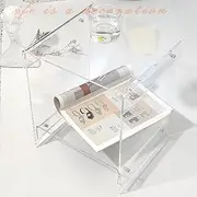 AIWFL Acrylic End Table, Rectangular End Table for Living Room Transparent Small Acrylic Side Table, 2-Tier Clear Nightstand Clear Table for Bedroom, Home, Office Furniture