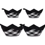 Heating Bowl Protect Hand Cover Microwave (Black & White Plaids)