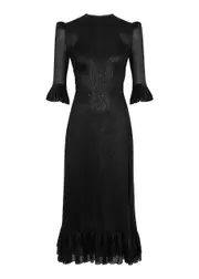 The Vampire's Wife The Falconetti Silk-blend Lamé Midi Dress - Black - 14 (UK14 / L) 14 (UK14 / L)