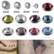 Steel Flat Gem CZ Crystal Dermal Anchor Dermal Piercing Surface Piercing