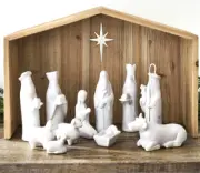 Pottery Barn handcrafted Terracotta Nativity set Figurines Manger baby Jesus