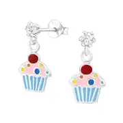 Silver Kids Cupcake Stud Earrings