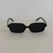 Y2K Black Rounded Square Sunglasses Unisex Clean Look UVA UVB